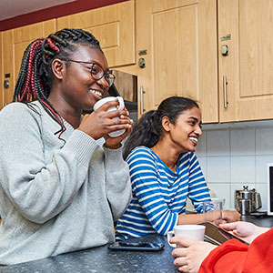 Students in Halls of Residence Kitchen