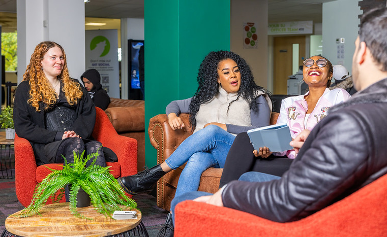 Students talking in a group