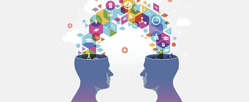 Image of two brains sharing information between each other