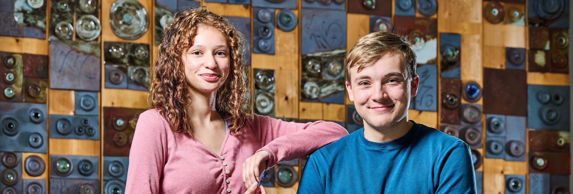 two students in the library