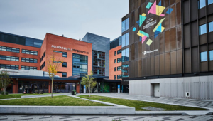 The courtyard on City Campus, showing the Millennium City building
