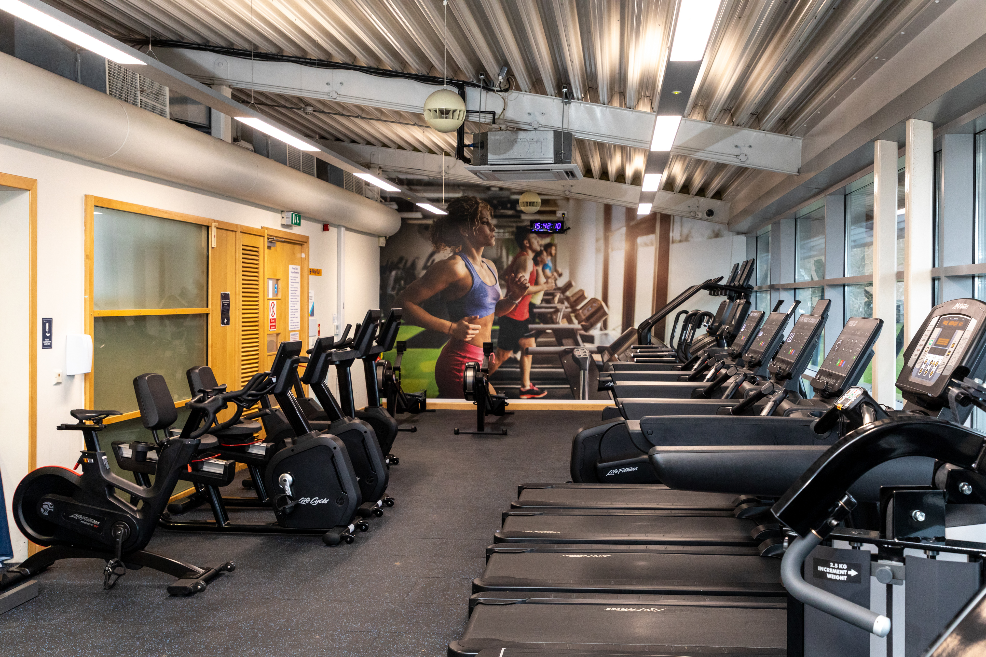 Various exercise machines in the gym at Walsall Campus