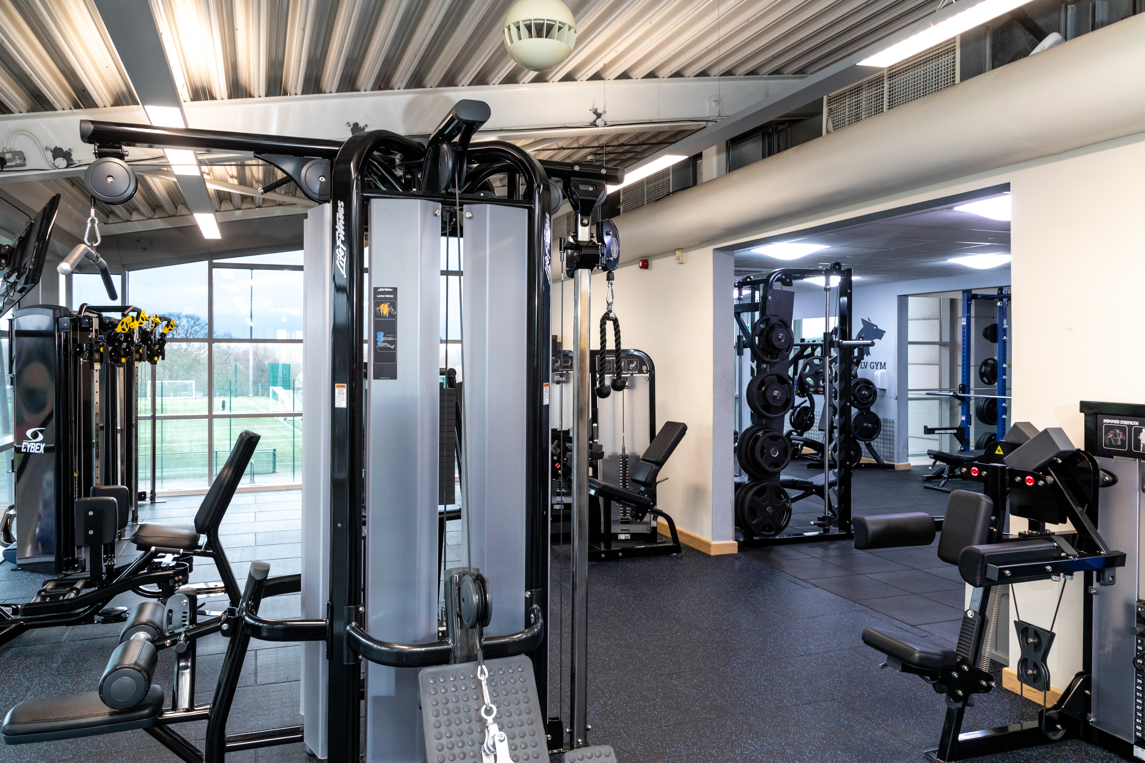 Various weightlifting machines in the gym on Walsall Campus