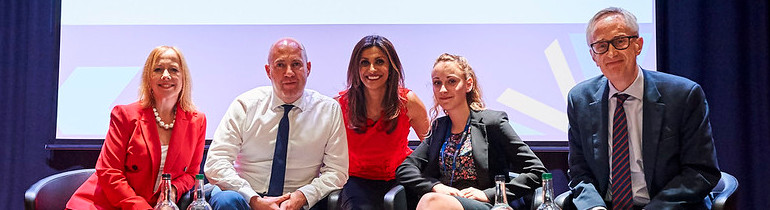 Photo from an Aspire to HE event with Sir Michael Barber as guest speaker